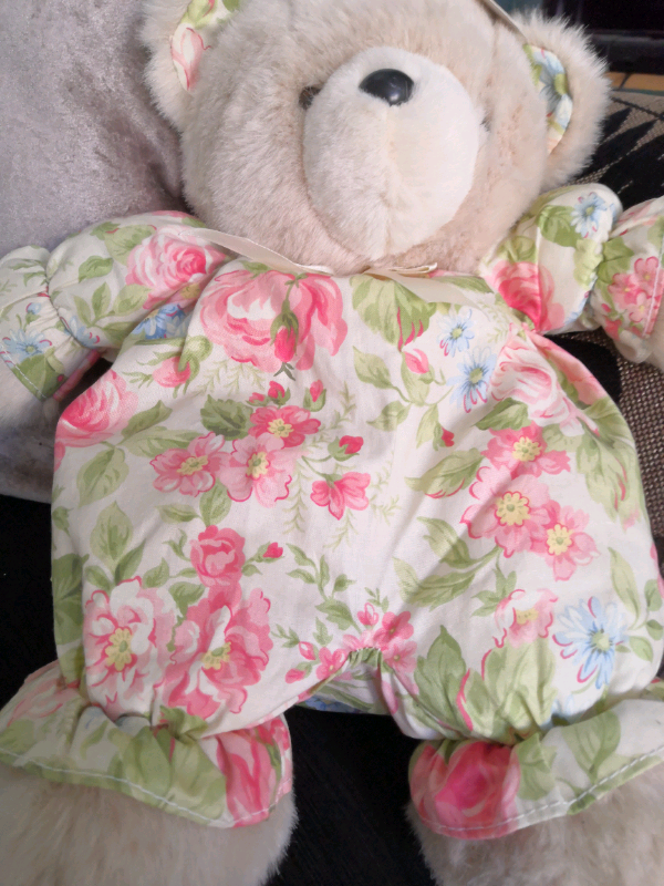 Vintage Pink Rose Teddy Bear Pyjama Case 