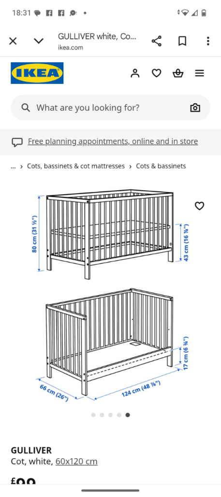 Ikea baby cot