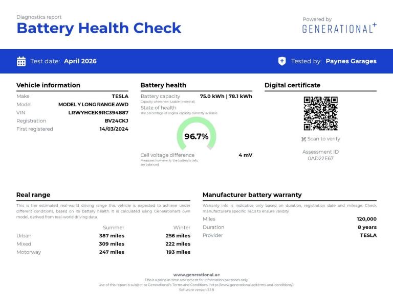 Tesla MODEL Y LONG RANGE 85 kWh AWD IN WHITE HEATED FRONT SEATS