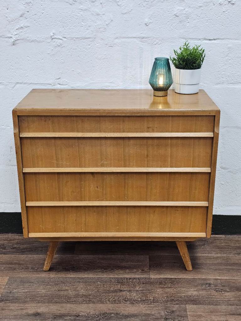 Mid-Century Avalon Yatton Chest of Drawers / Tallboy – Light Teak 🚚 Free delivery included 