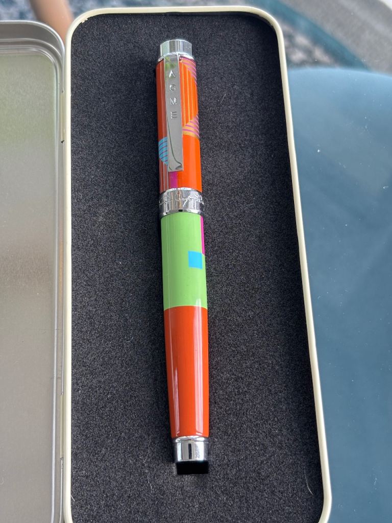 Frank Lloyd Wright Collection Ballpoint Pen with Chrome Trim in Metal Tin