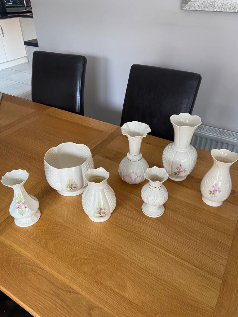 Selection of Donegal & Belleek China 6 x Vases & plant pot