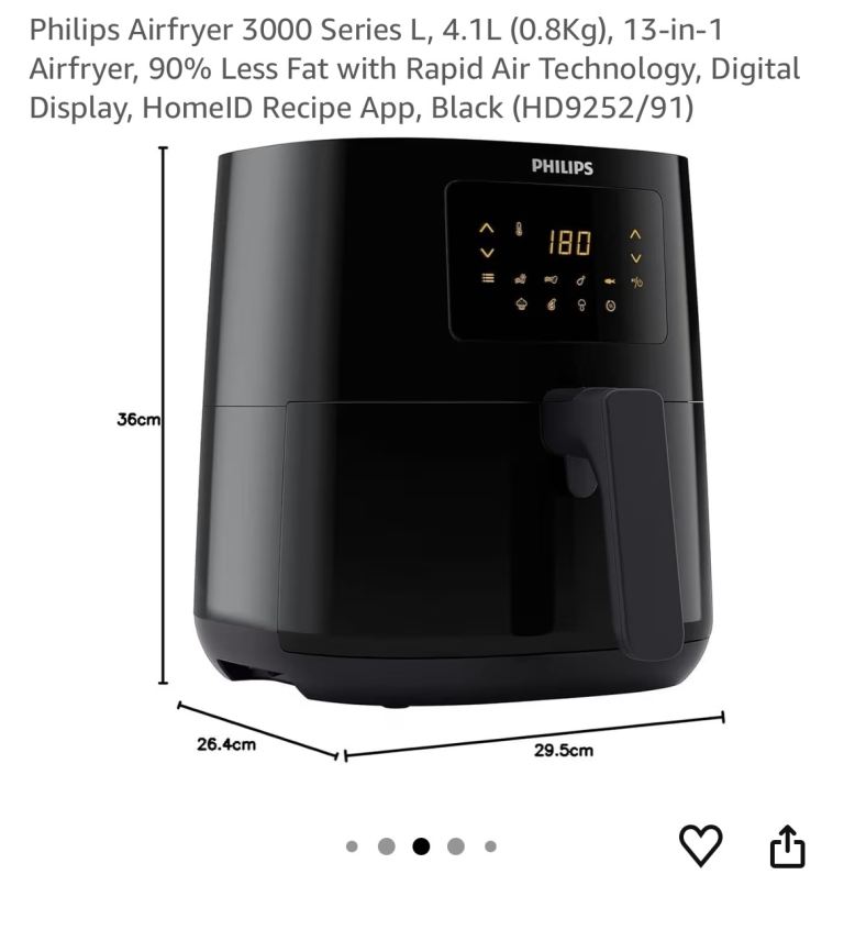 Philips Airfryer 3000 Series L, 4.1L, Black, Good Condition