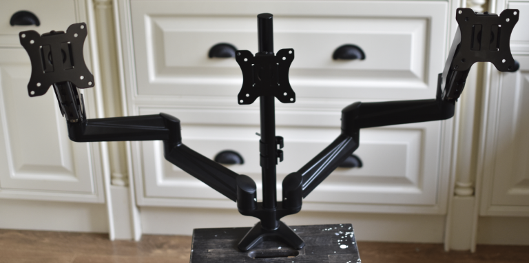 HUANUO Gas Spring Triple Monitor Desk Mount