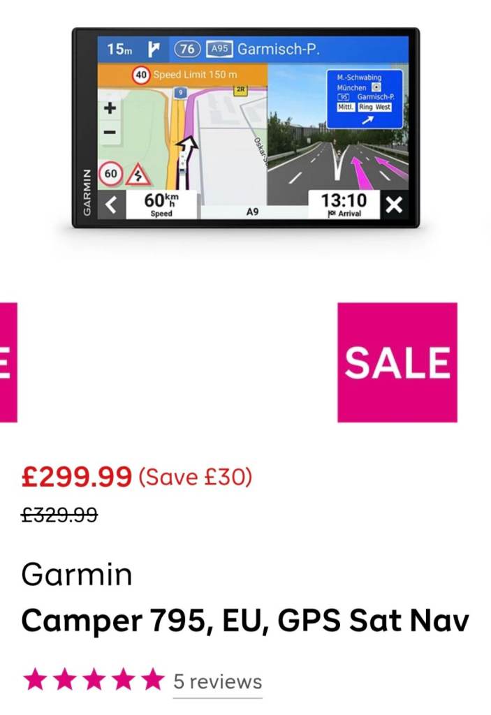 Garmin 795, EU, GPS Sat Nav