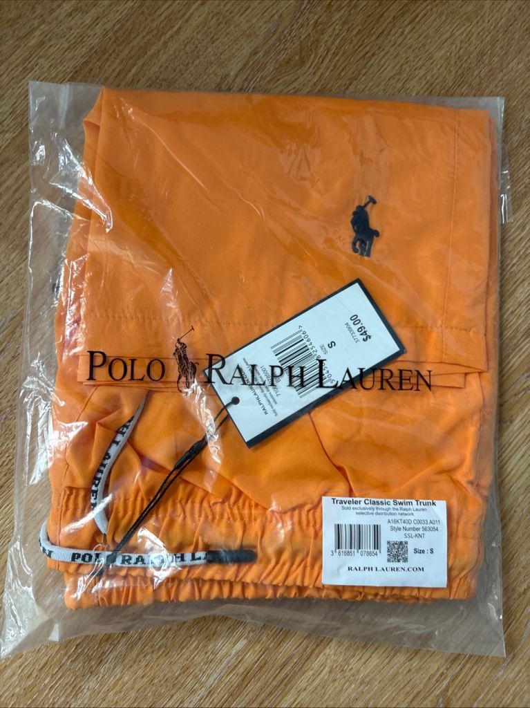 Polo Ralph Lauren Traveler Classic Swim Shorts Orange Size S BNWT