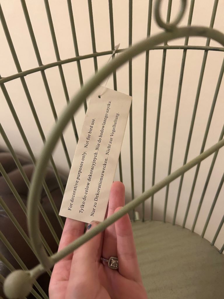 Decorative Tall Green Bird Cage. Second hand but in great condition 