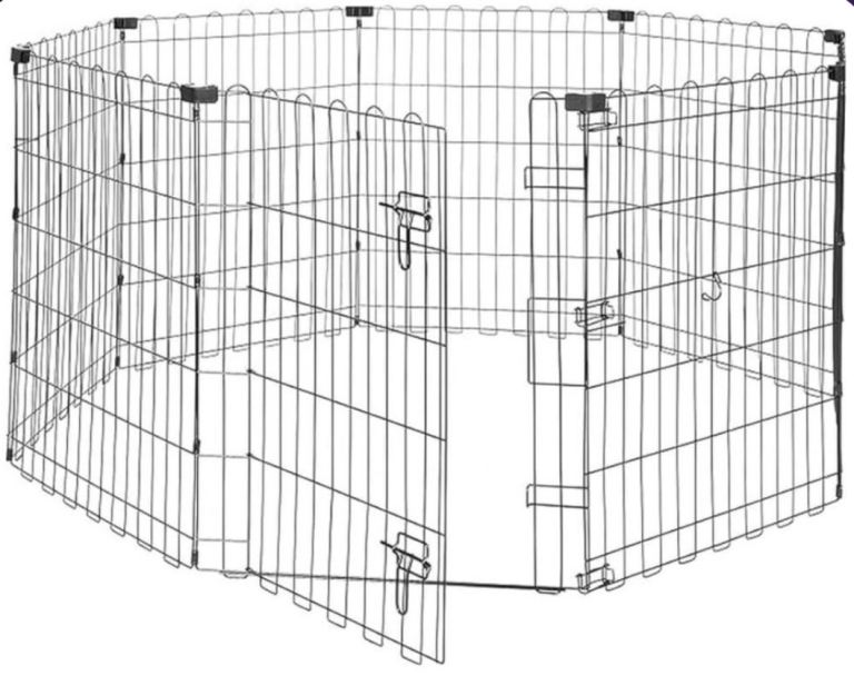 Foldable Metal Pet Dog Exercise Fence Pen With Gate - 36 Inches (91 cm)