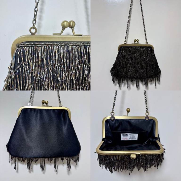 ASOS Revive Vintage Iridescent Hand Beaded Bag in Black £40.