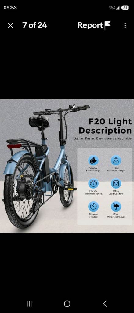  Folding electric bike less than 12 months old 