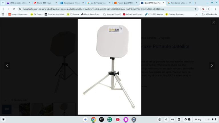 Falcon QuickSAT QS65 Deluxe, Portable Satellite TV System for Caravans and Motorhomes