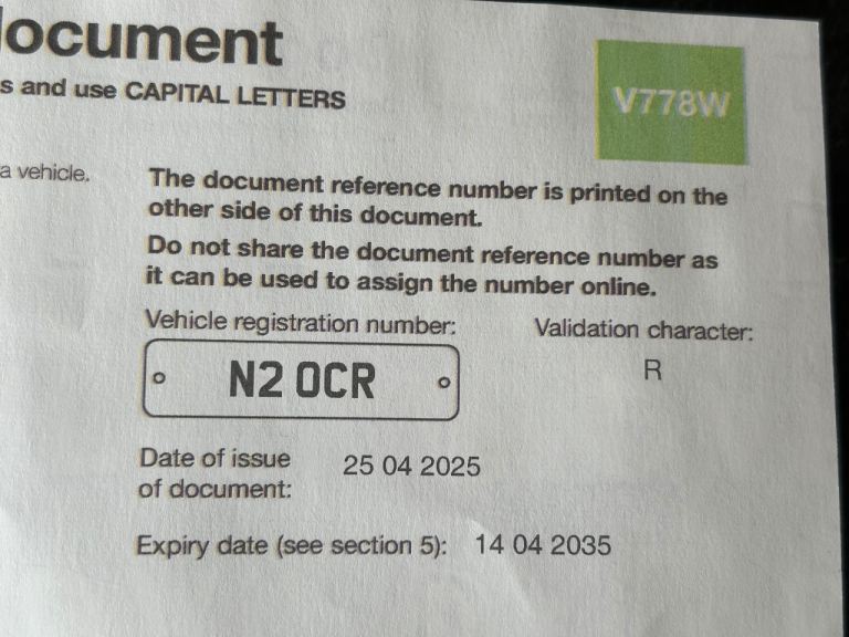 Private Number Plate N2 OCR Ready To Be Allocated To A Vehicle 