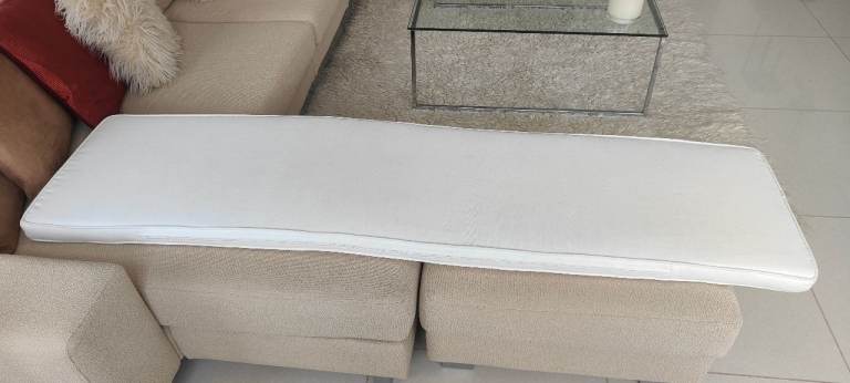Cream Cotton Bench Cushion Window Seat      176 x 44 x 5cm    