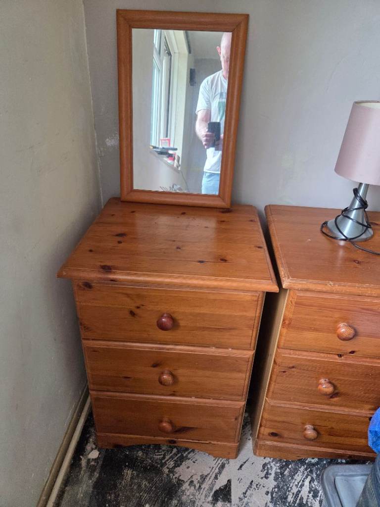 dressing table with mirror chest of drawers tall boy mirrors and touch lamps