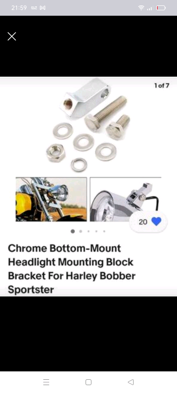 Chrome bottom mount light bracket for Harley 