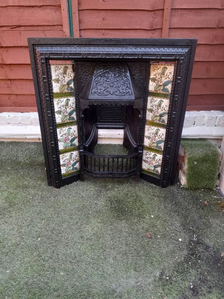 Victorian Cast Iron Fireplace with Ornate Tiles