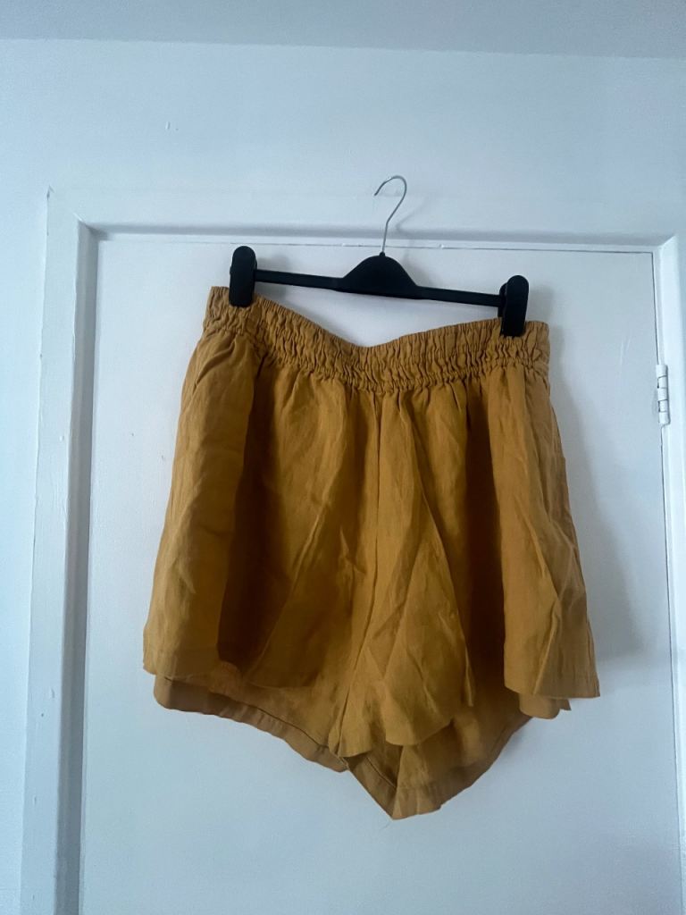 NWOT Anthropologie Mustard Linen Pull-On Shorts Size 2X UK 22-24