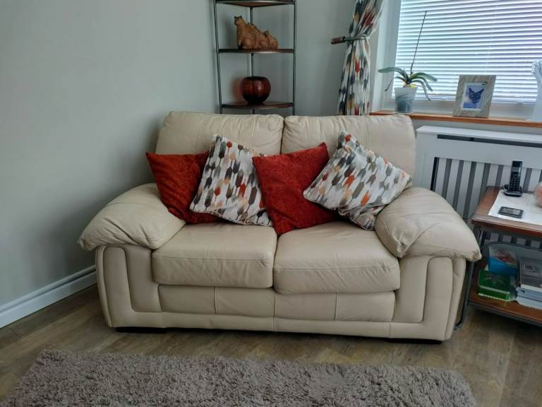 Marks and Spencer's Ivory Leather Sofas 2 Seater and 3 Seater.