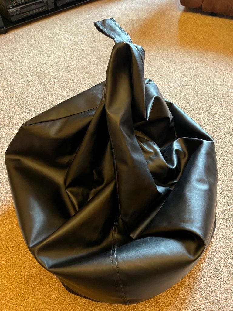 Black Leather Effect Bean Bag