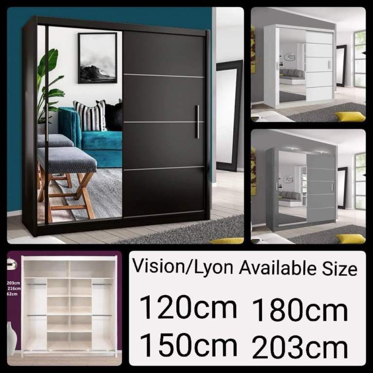 GUARANTEED PRICE- BRAND NEW 2 3 DOOR GERMAN SLIDING TWO THREE DOOR WARDROBE IN 4 COLORS *
