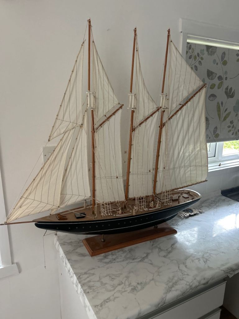 Large Wooden Model Sailing Ship – Good Condition