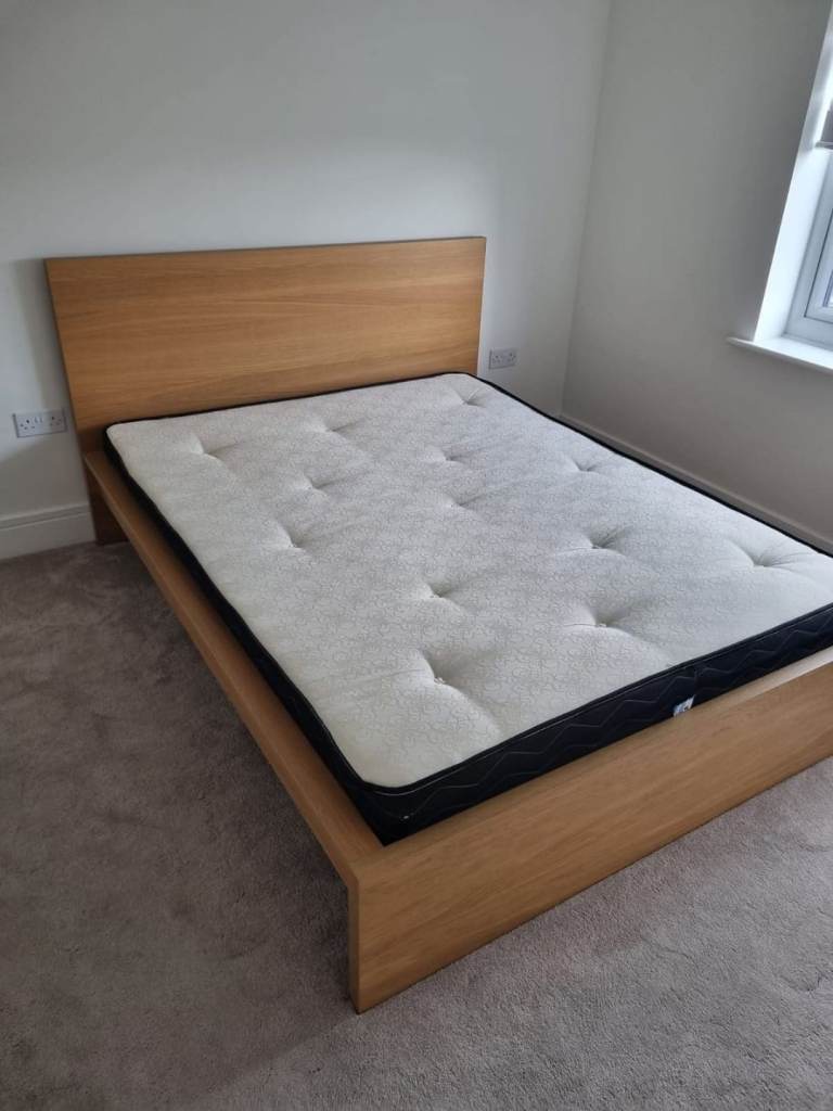 Ikea malm double bed with mattress. 