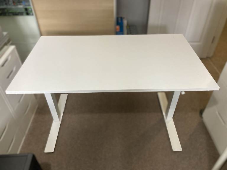 IKEA TROTTEN Desk sit stand, Heigh Adjustable, white, 120x70 cm