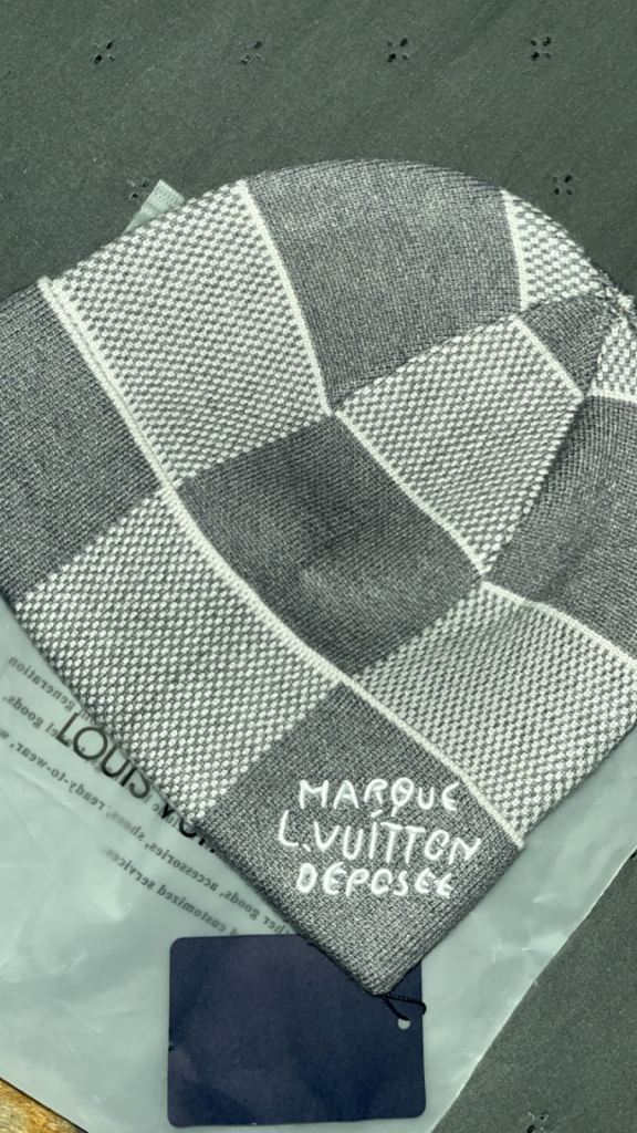 Louis Vuitton Beanie Hat - Grey Check, Brand New with Tags