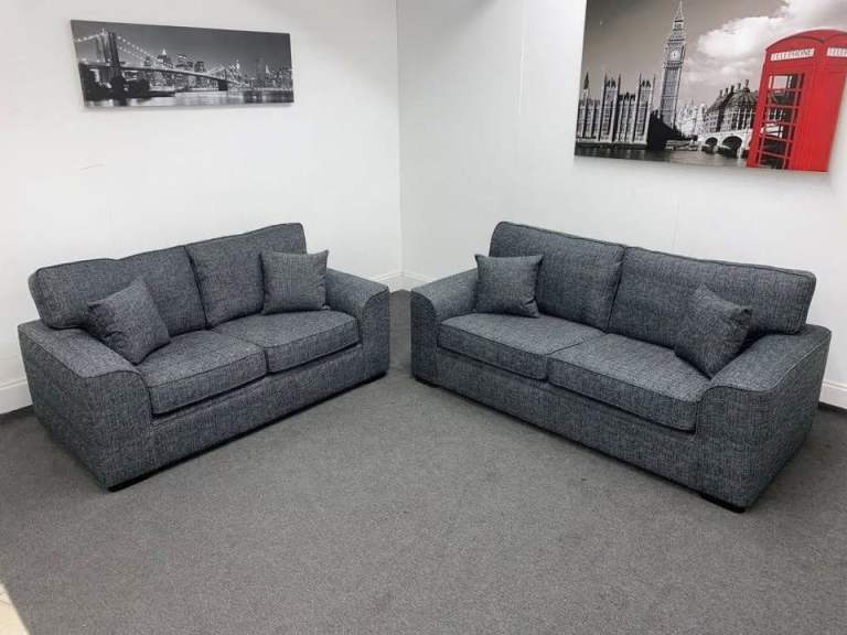 ⚡ Luxury Dark Grey 3+2 Sofa Suite – Durable Textured Finish ⌨️ Message Today