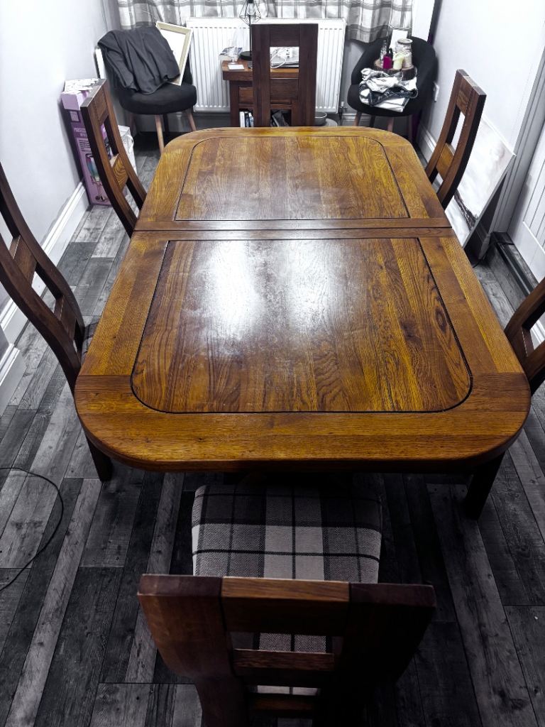 image for Solid Oak Dining Table and 8 Chairs 