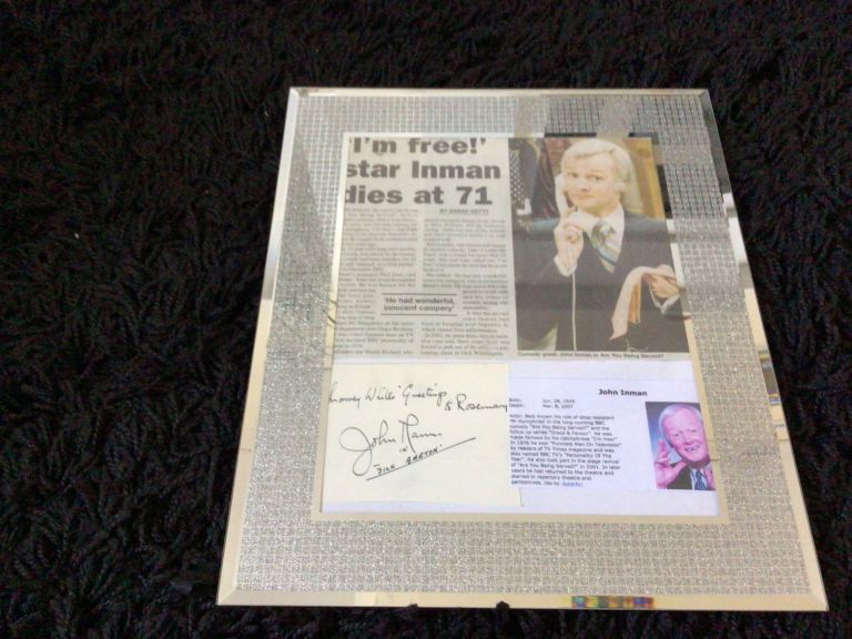John Inman signed card with paper cutting framed 11 in x 13 in | in ...
