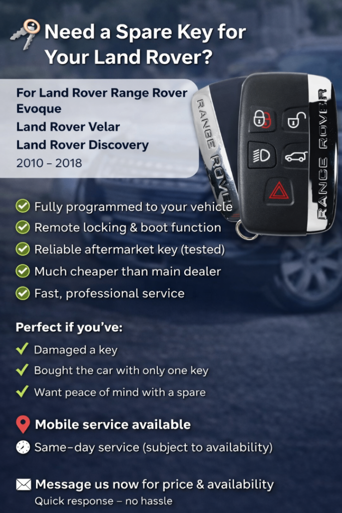 Land Rover Range Rover Evoque Discovery **SPARE KEY** 