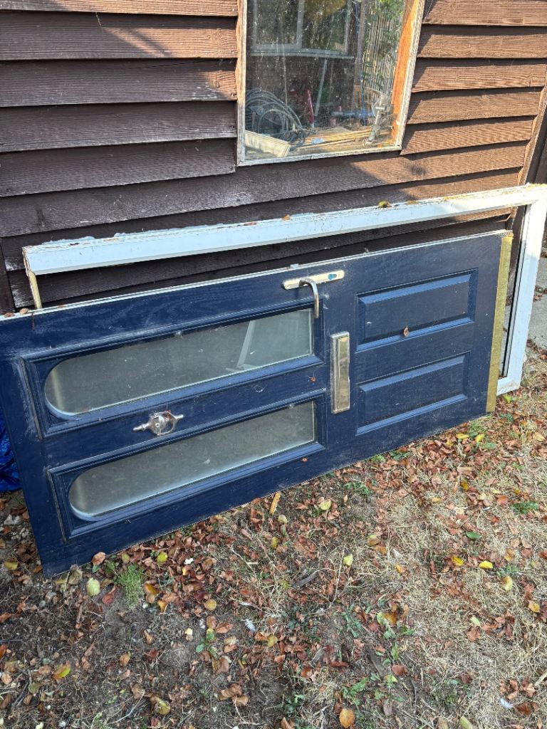 Free Blue External PVC  Door with Glass Panels