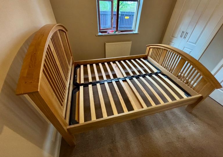 King size solid oak bed frame