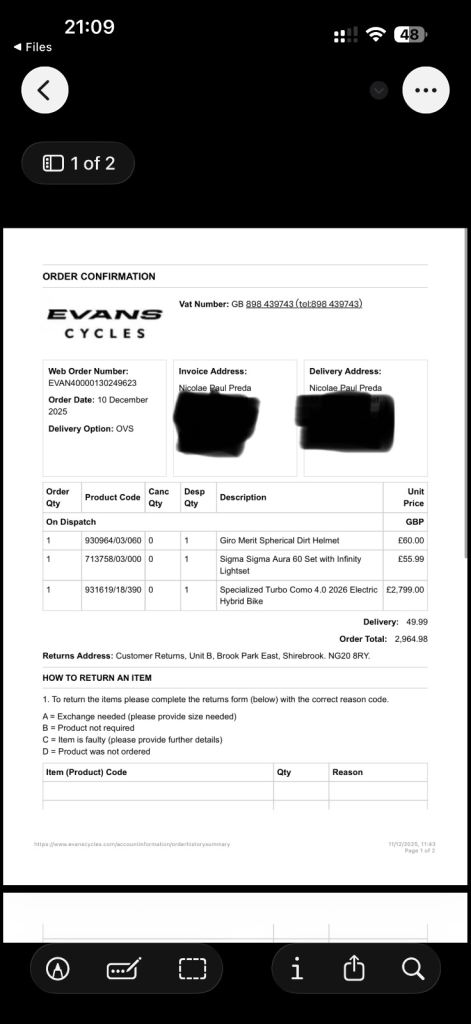 Specialized Como Electric Bike – Brand New, Sealed in Box | Helmet + Extra Lights Included – £2,730