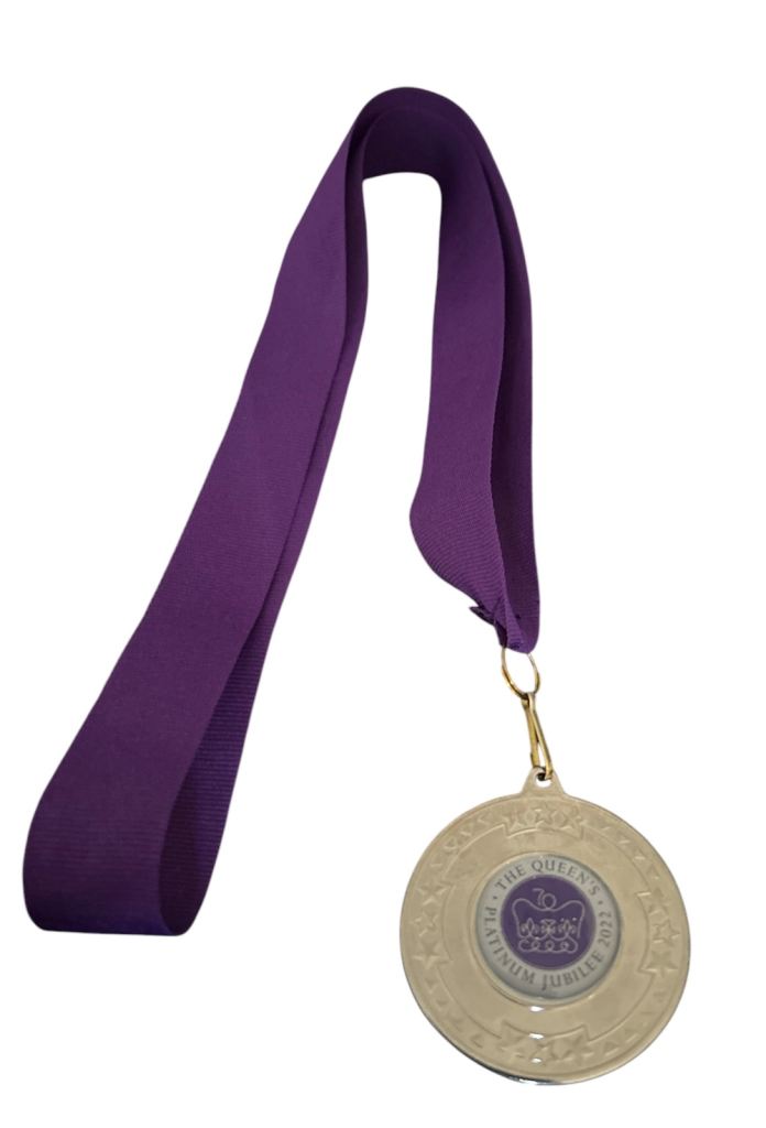 The Queens Platinum Jubilee Celebratory Medal 2022 Limited Edition On Purple Lanyard