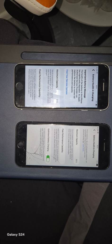 Two Apple iPhone SE (2nd Gen) – One with cracked screen