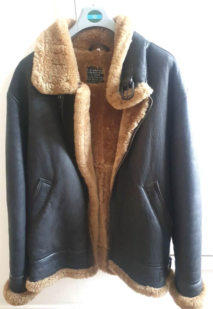 Men's Aviator Ginger Real Sheepskin Leather Bomber Flying HEAVY Jacket