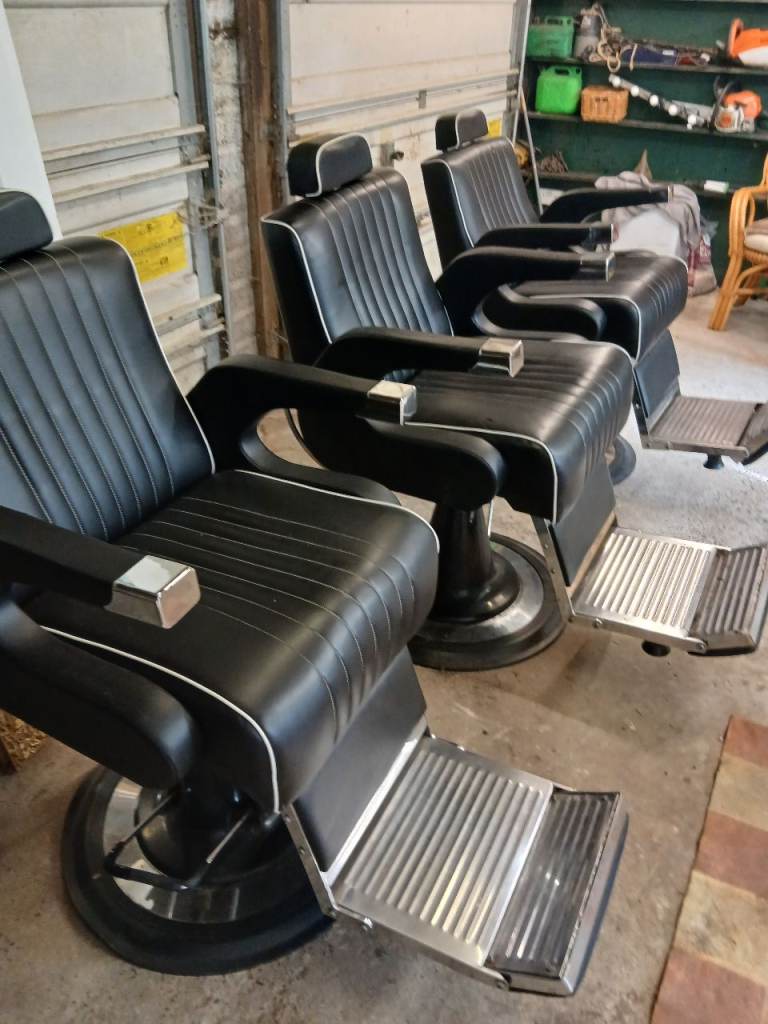 Three Black Barber Chairs – Good Condition