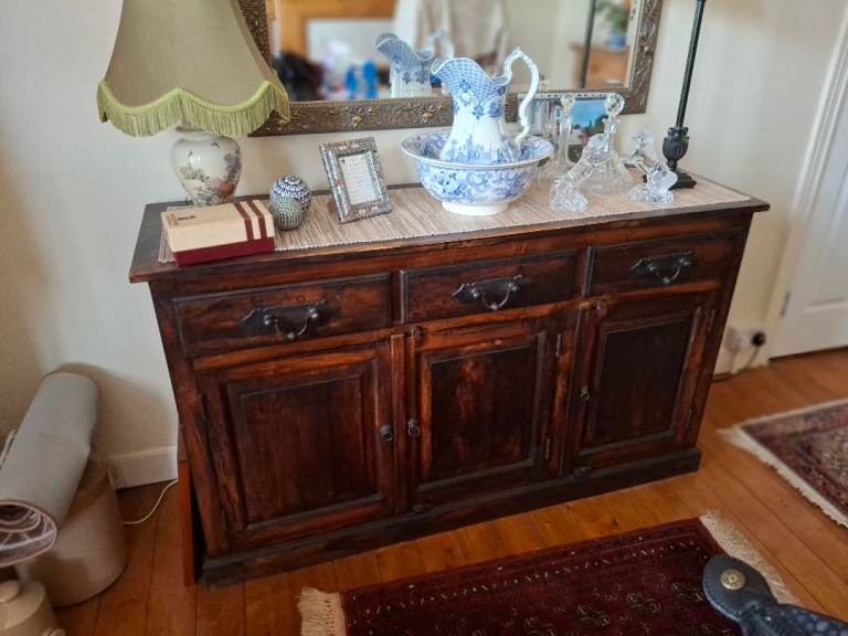Solid Wood Sideboard with Drawers and Cupboards – Good Condition