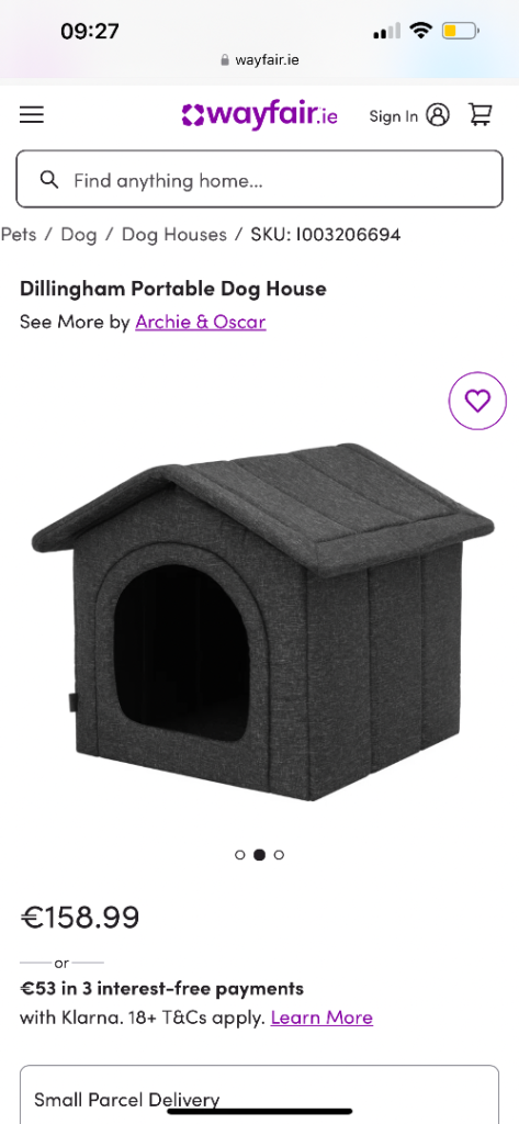 Brand New Dillingham Portable Dog House by Archie & Oscar