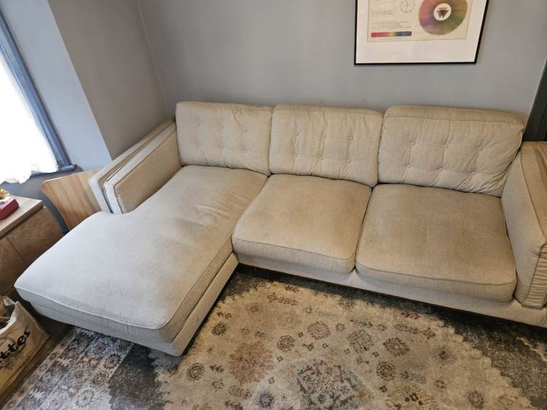 Cream John Lewis Swoon Lyon LHF Chase End, Grey Cotton Sofa