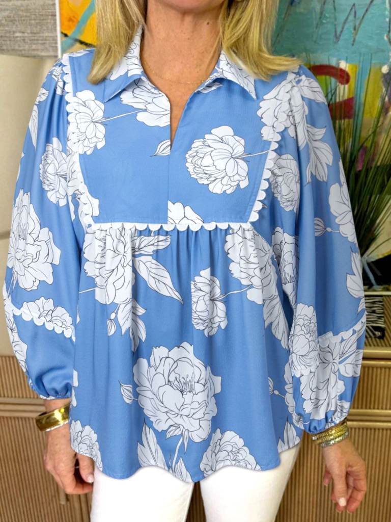 Floral Print Baby Doll Blouse
