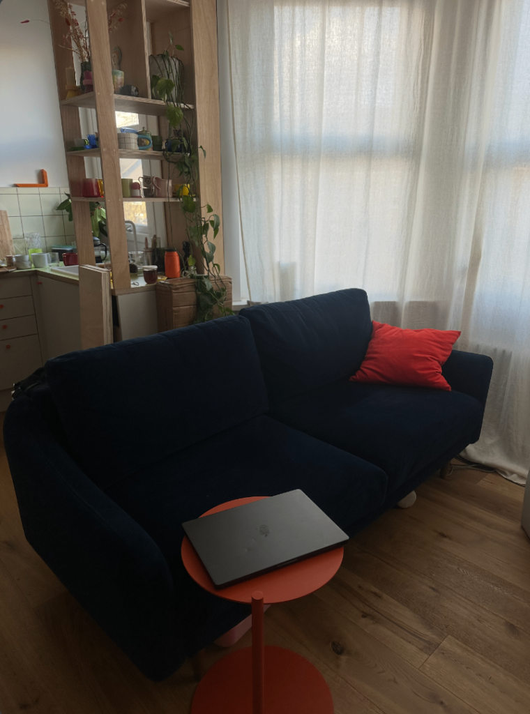 Dark Blue Velvet Sofa