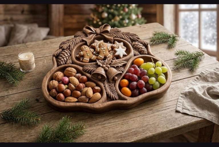 Wooden Christmas Serving Tray – Festive Decor