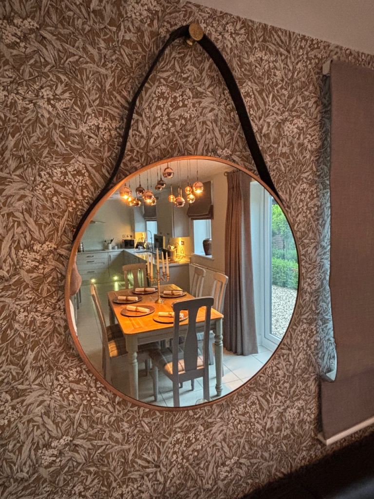 Round Leather Strap suspended Mirror