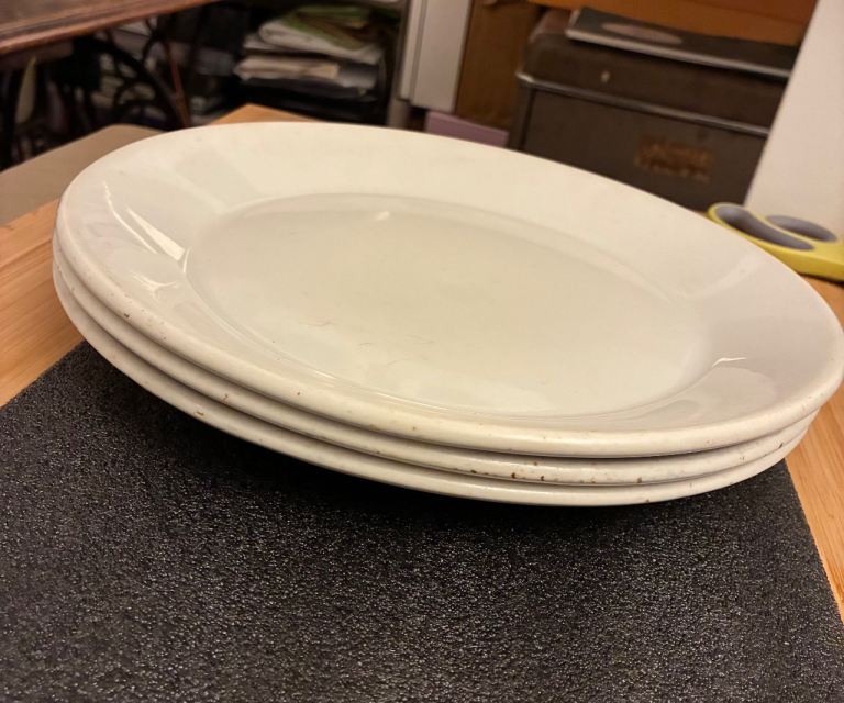 X3 Heath "Erica" vitrified Dinner Plates mid 20century