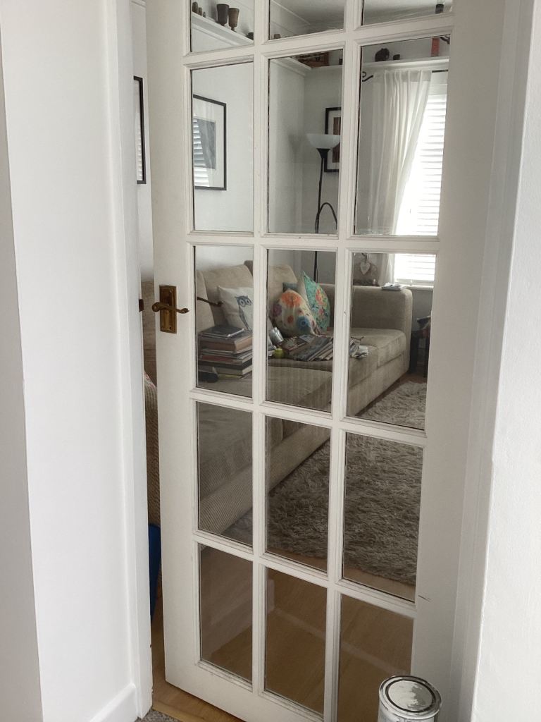 One  White Internal French Door with Glass Panels – Good Condition