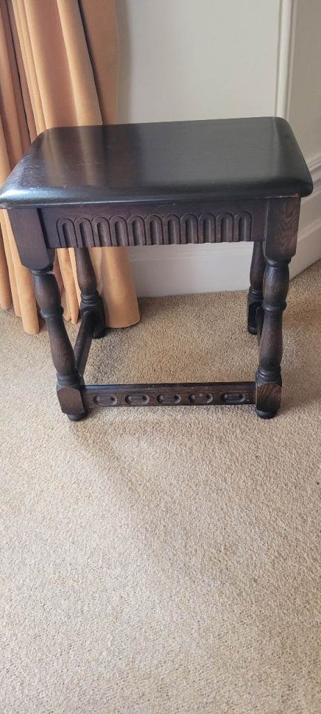 Vintage PRIORY TUDOR STYLE oak stool/table