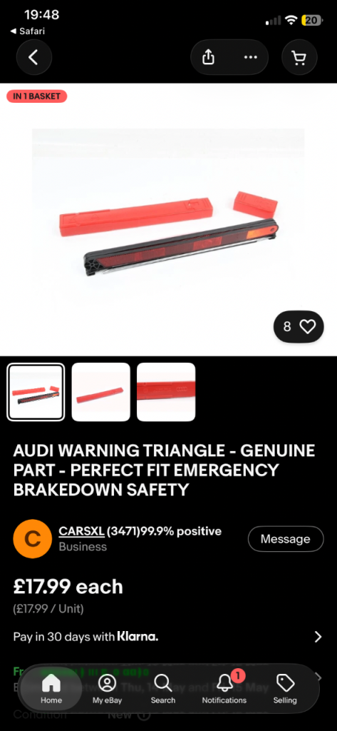 Audi warning triangle 